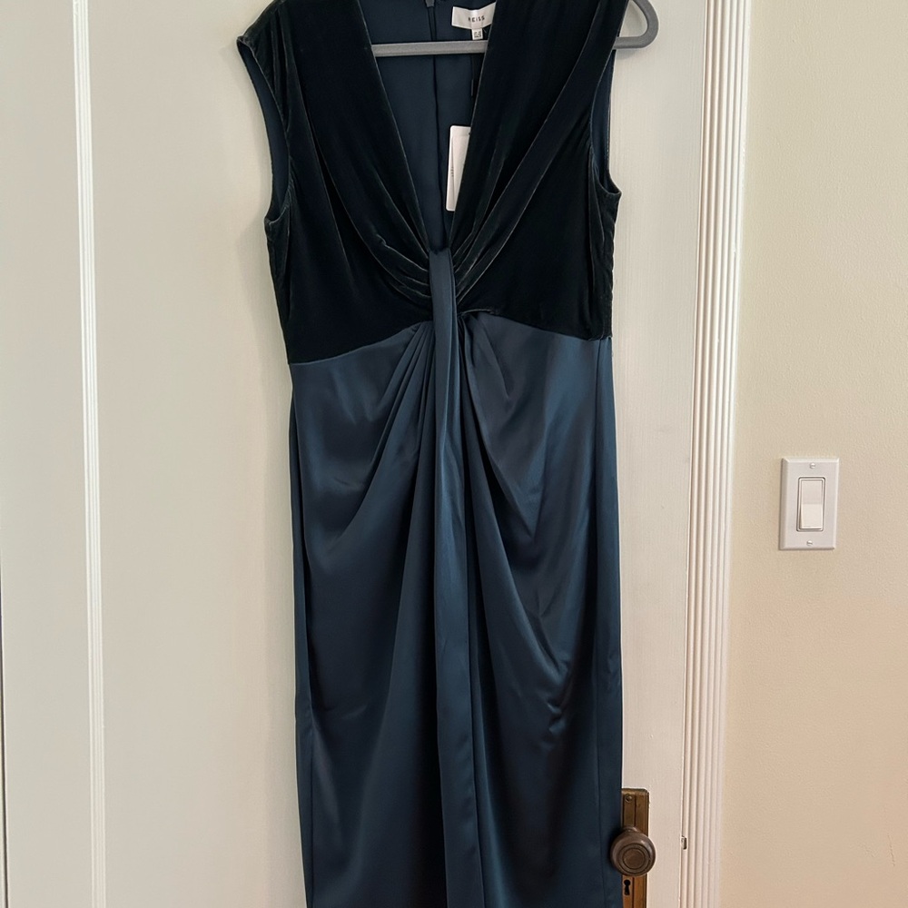 Reiss Black and Gray Midi Dress